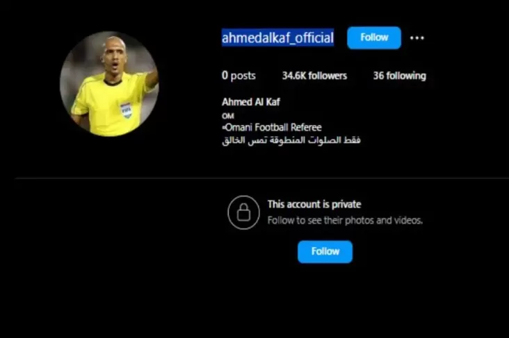 Akun IG Wasit Ahmed Al Kaf Langsung Diprivate Takut Digeruduk Netizen Tanah Air