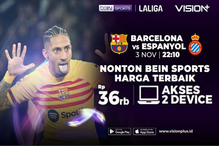 Jadwal juga juga Link Nonton Barcelona vs Espanyol Pekan ini ke Vision+